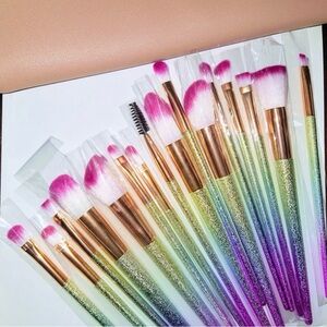 Unbranded Ombre Glitter Makeup Brush Set - Pink & Purple